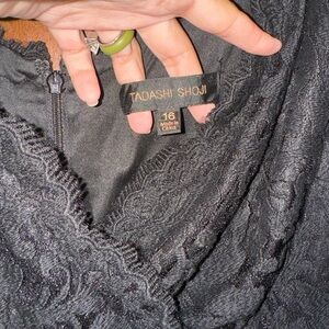 Tadashi Shoji black lace overlay cocktail dress